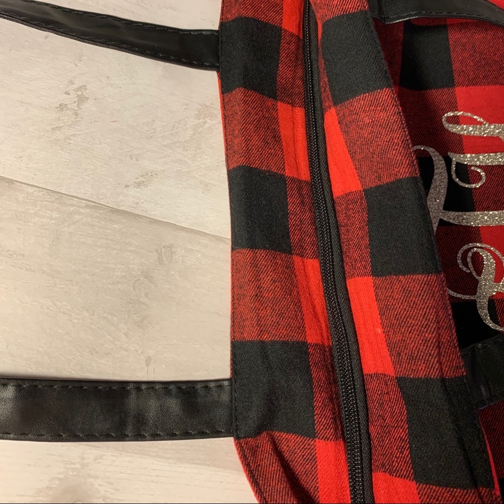 Monogram red and black check tote or purse & pouch - Picture 13 of 14